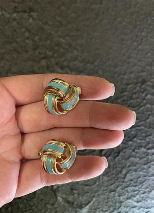 Винтажные клипсы с эмалью2 фото