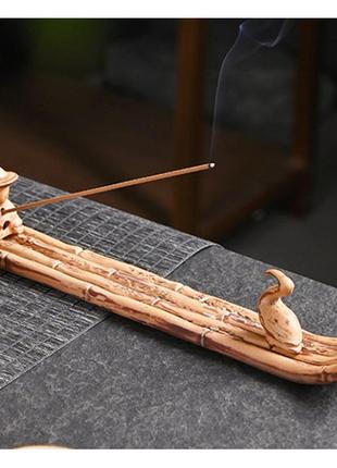 Підставка під пахощі бамбуковий човен, підставка для аромапалиці керамічна