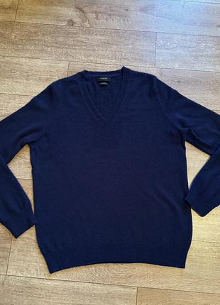 Кашемировый женский синий свитер с v вырезом !новый !5 фото