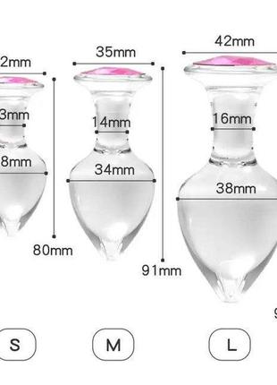 Стеклянная анальная пробка с кристаллом