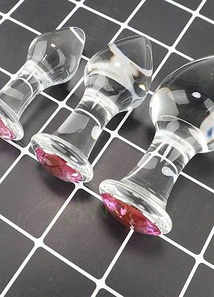 Стеклянная анальная пробка с кристаллом