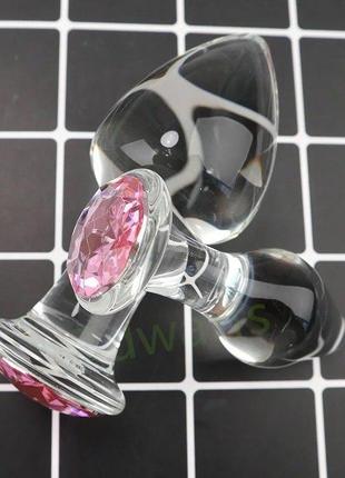 Стеклянная анальная пробка с кристаллом