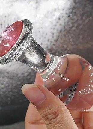 Стеклянная анальная пробка с кристаллом