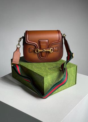 gucci lady web leather shoulder bag brown 2950 143163082