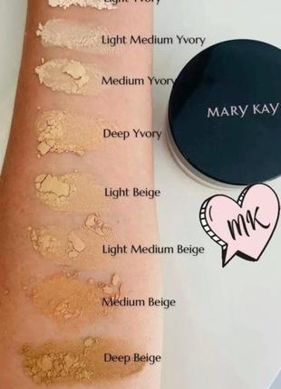 Шовковиста пудра mary kay розсипна light medium beige2 фото