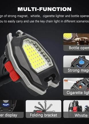 Акумуляторний led-ліхтарик w5144 з type-c (7 режимів, прикурювач, шнур, магніт) запальничка3 фото