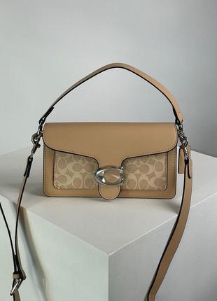 Сумка coach tabby shoulder bag 26 with signature canvas sand taupe