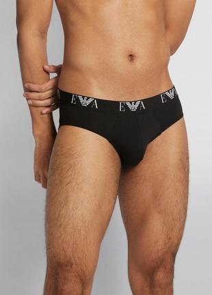 Emporio armani logo waistband briefs трусы мужские классный бренд черные с логотипом