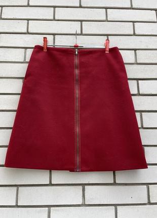 Шерстяная кашемировая красная юбка с молнией cos8 фото