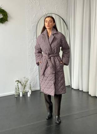 Шикарное женское стеганое пальто4 фото