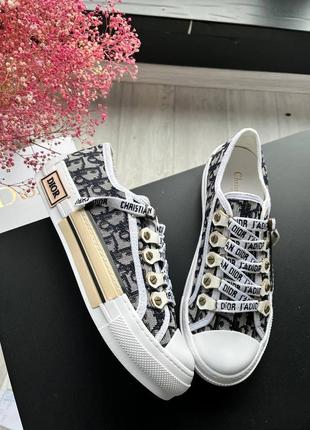 Кеды в стиле dior b23 low logo черно/ серый