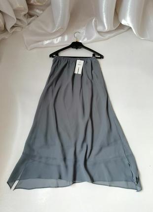 Летняя юбка шифон на подкладе в наличии цвет серый-пепел и коричневый-мокко замеры** размер m талия3 фото