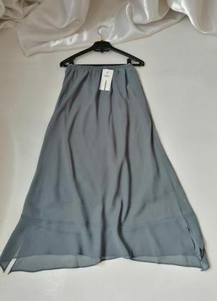 Летняя юбка шифон на подкладе в наличии цвет серый-пепел и коричневый-мокко замеры** размер m талия1 фото