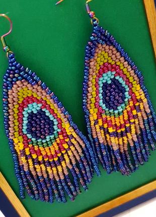 Сережки "перо павича"