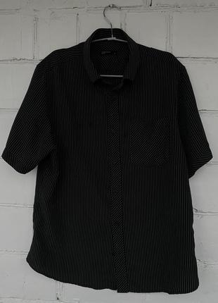 Рубашка с коротким рукавом в полоску черная cedarwood state3 фото