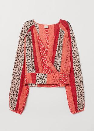 Жатая блузка на запахе h&m