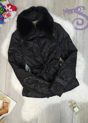 Женская куртка de'lizza еврозима с натуральным мехом черная размер s
