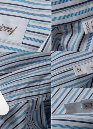 Brioni blue and white striped shirt мужская рубашка10 фото