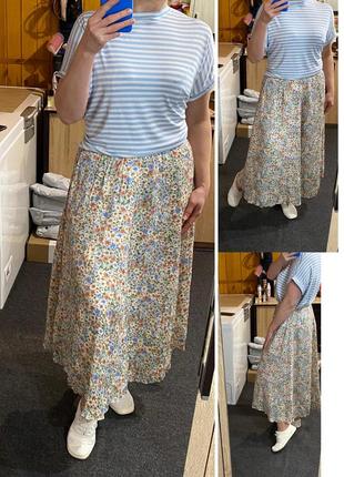 Шикарная  атласная длинная юбка в цветочный принт ,zara,p.s-l2 фото