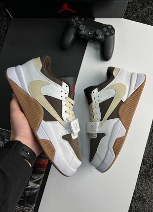 Мужские кожаные кроссовки в стиле nike air jordan x travis scott 🆕 найк джордан3 фото