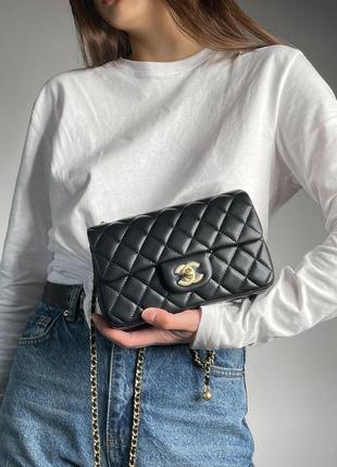 Сумка chanel classic 1.55 small single flap in black 2