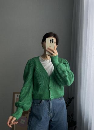 George свитер зеленый изумрудный кардиган зумрудный укороченный3 фото