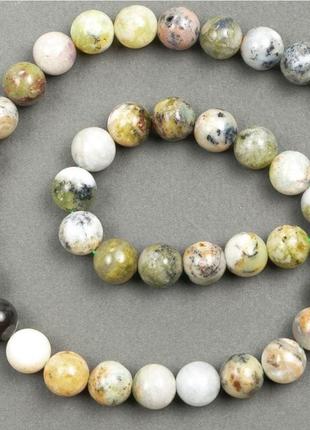 Натуральный камень зеленый опал бусины на нитке d-9мм l-39см +-