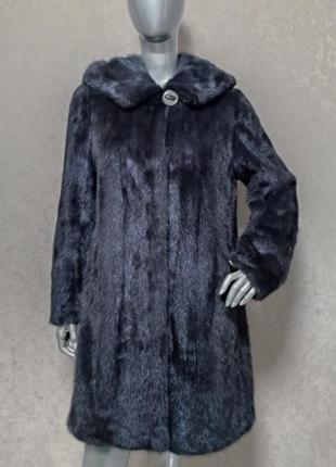 Норкова шуба з капюшоном