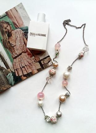 Длинная цепочка с розовыми и прозрачными камнями accessorize.