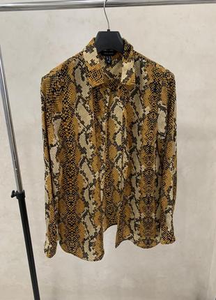 Рубашка с змеиным принтом горчичная new look новая блуза блузка
