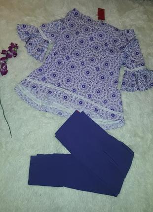 Стильний брючний костюм двойка -блуза та штани 48-50 розміру.