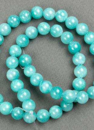 Намистины на леске амазонит (имит. акрил) гладкий шарик d-8,5мм+- l-40см+-