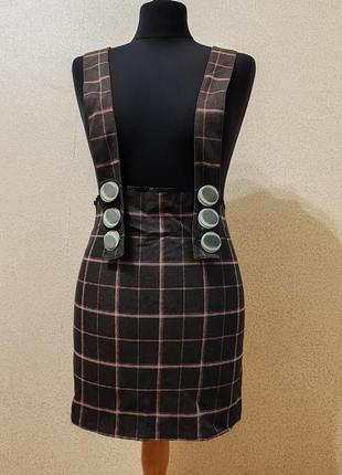 Спідниця з бретелями клітинка 2