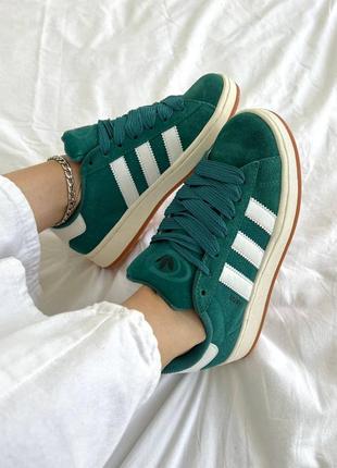 Женские кроссовки adidas campus green white зеленого с белым цветами3 фото