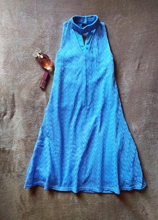 Красиве,ніжне блакитне мереживну сукню трапеція з чокером