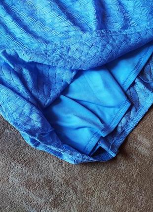 Красивое,нежное голубое кружевное платье трапеция с чокером3 фото