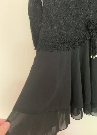 Чёрное платье ретро винтаж, платье с бисером , маленькое чёрное платье4 фото