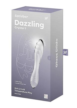 Двусторонний стеклянный дилдо satisfyer dazzling crystal 1 transparent, очень прочный, без стоппера 5