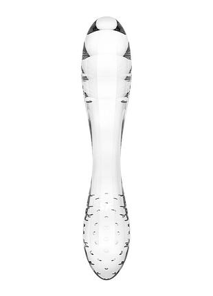 Двусторонний стеклянный дилдо satisfyer dazzling crystal 1 transparent, очень прочный, без стоппера 4
