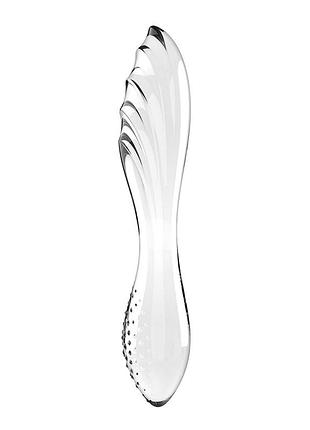 Двусторонний стеклянный дилдо satisfyer dazzling crystal 1 transparent, очень прочный, без стоппера 3