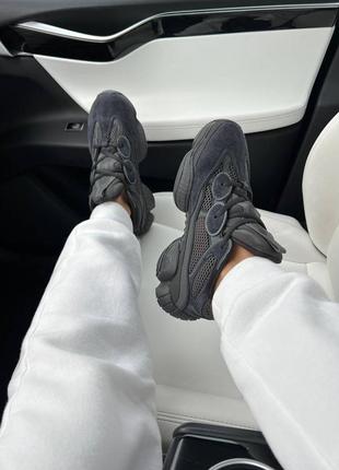 Женские кроссовки adidas yeezy 500 black черного цвета5 фото