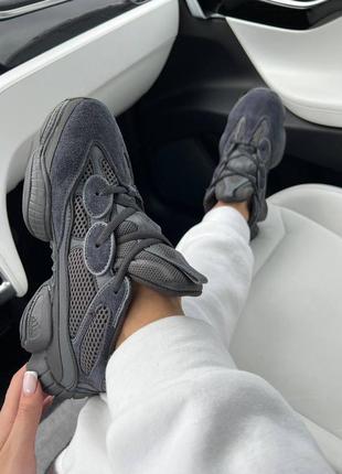Женские кроссовки adidas yeezy 500 black черного цвета8 фото