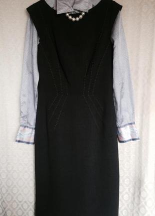 Платье-сарафан можно под блузу миди5 фото