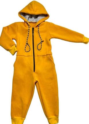 Качественный теплый детский ромпер трехнитка на флисе/утепленный флисовый комбинезон, сплошной теплый костюм2 фото
