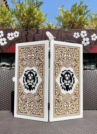 Нарди "чорний лев": пориньте у світ величі та стратегії, 58×28×5 см, арт. 190600