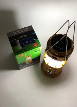 Туристический фонарь-лампа на солнечной батарее с павером camping mh-5800t (6+1 led). цвет: коричневый9 фото