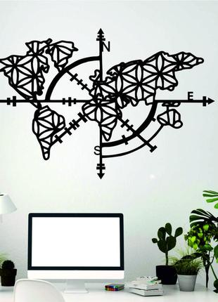 Декоративне настінне 3d панно «карта компас», декор на стіну з об'ємом1 фото