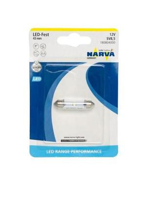 Світлодіодна лампа narva 18080-01b с5w 12 v sv8.5 led 0.6 w 43 mm