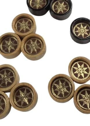 Комплект деревянных фишек "золотая звезда" с кожаной вставкой, 26×12мм, арт.8325007 фото