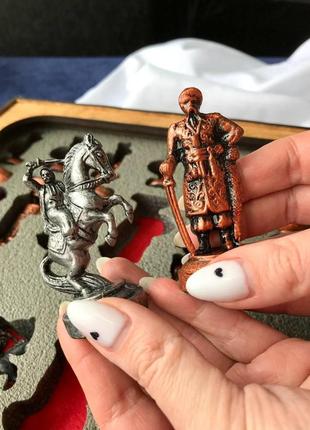 Комплект шахматных фигур из метала, "гетманское войско" (в коробке для хранения), арт.8096263 фото